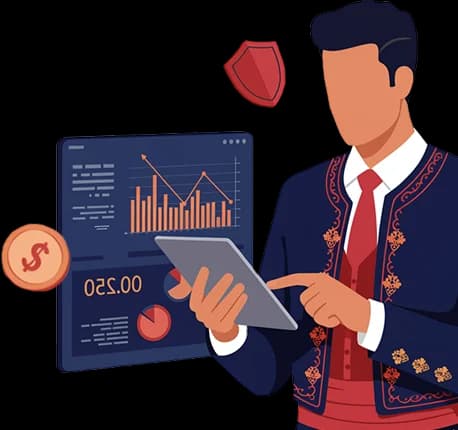 sports trading service visual with data charts