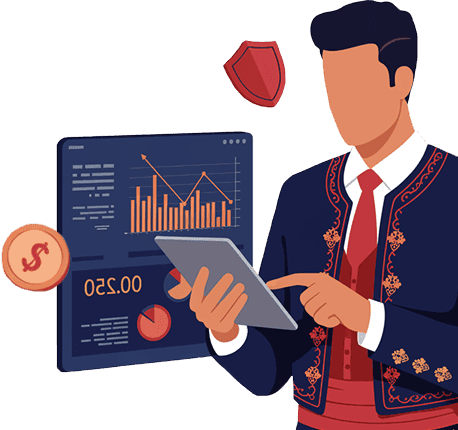 sports trading service visual with data charts